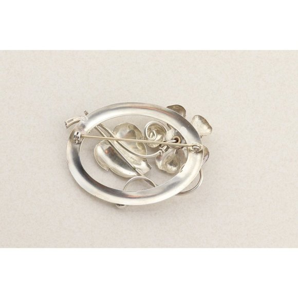 Sterling Silver Large Leaf and Flower Pin Brooch - Picture 4 of 4